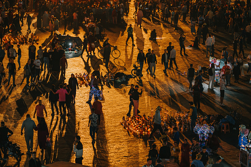 Night Market at Djemaa El Fna Square, Marrakech , Morocco on November 16th year 2022