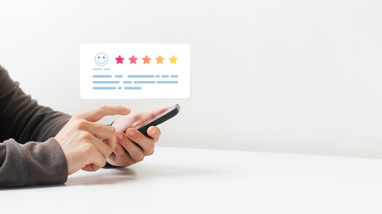 User satisfaction ratings, customer survey ideas, product and service quality assessments lead to business reputation ratings.