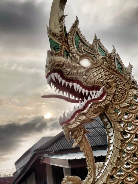 istock Naga statue in front of Wat Don Chum, Phrae, Thailand 1452818039