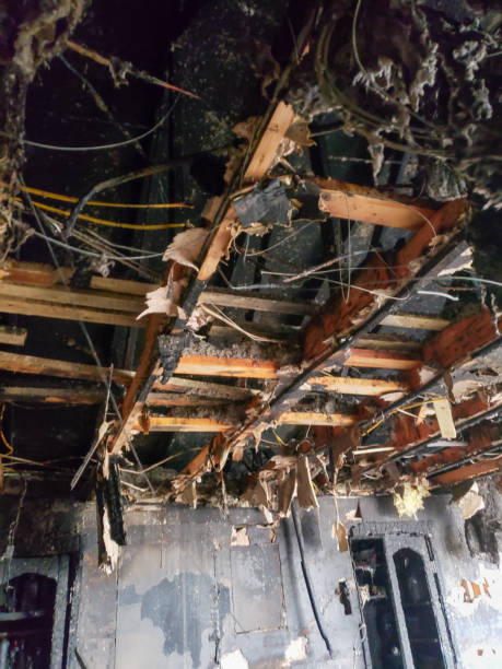 istock Interior rafter of a fire damaged home 1452819771