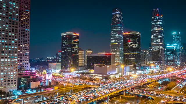 beijing Central business district traffic at night