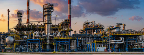 istock Oil refinery in the light of the setting sun 1452827011