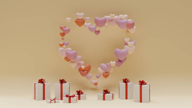 istock heart shape balloons with red ribbon gift boxes backgrounds, 3d rendering 1452829375