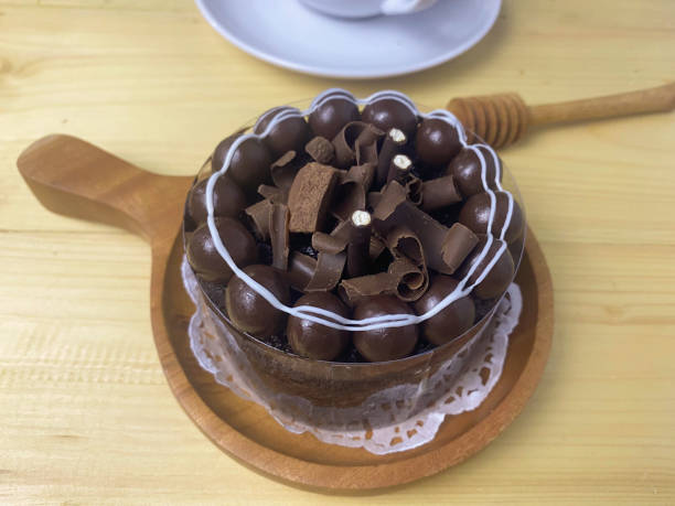 istock Chocolate cake topped with Chocolate ball and white chocolate 1452830352