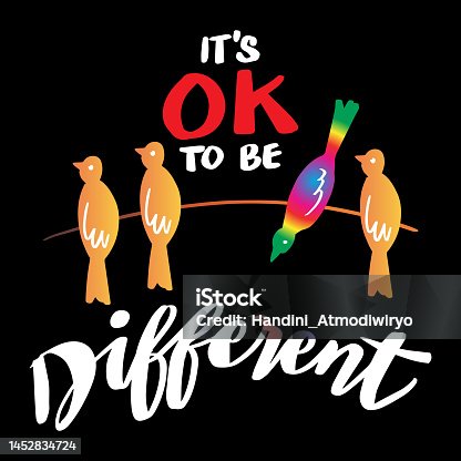 istock It's ok to be different with bird silhouette.  Shirt design 1452834724