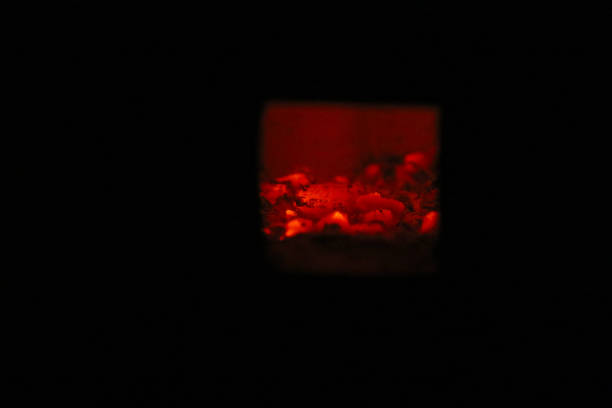 Fire in a woodburner, England, UK