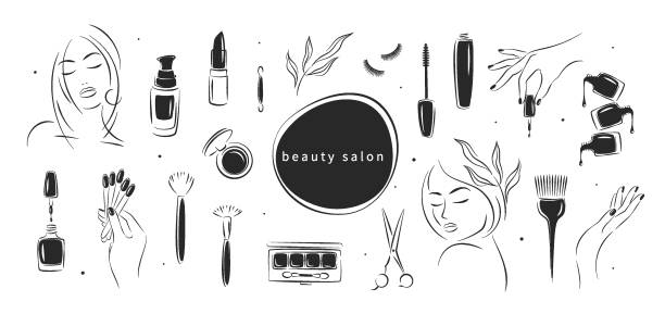 ilustrações de stock, clip art, desenhos animados e ícones de beauty salon 023 - toenail hair salon cosmetics make up