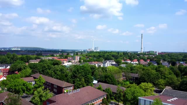 Panoramic Drone Shot with Industrial Background