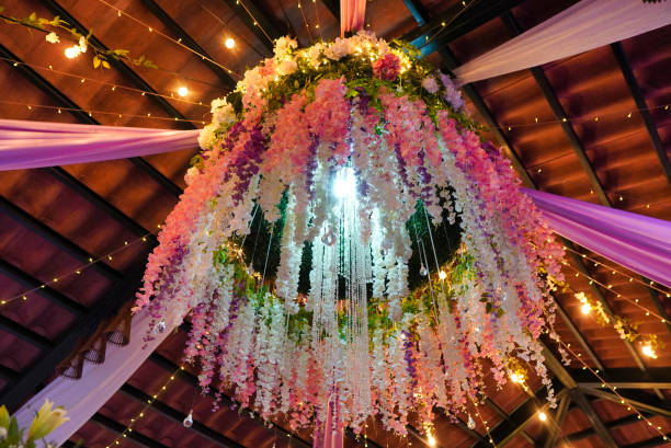istock Crystal light fixture at a wedding reception 1452842887