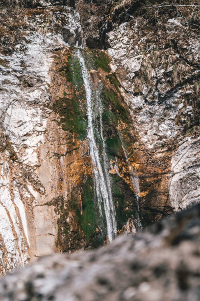 istock Vertical shot of the Margoon Waterfall coming down on mossy cliffs 1452843380