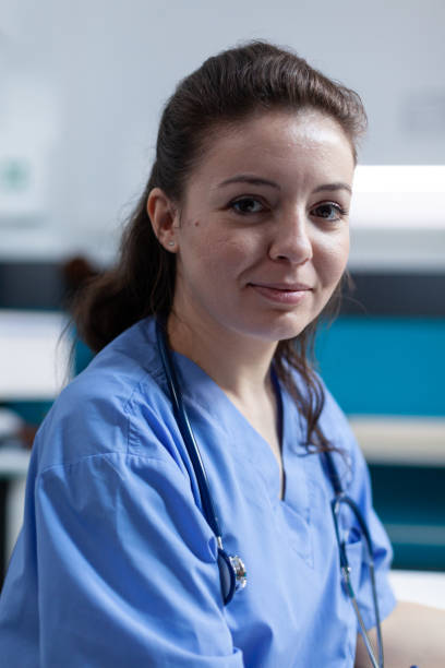istock Portrait of practitioner nurse with medical stethoscope 1452843802