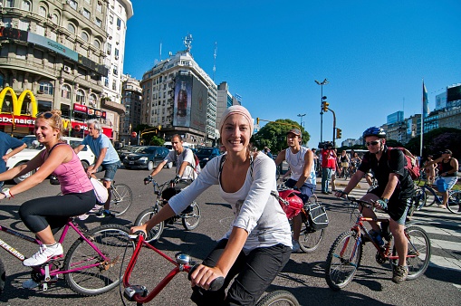 Buenos Aires, Argentina – February 04, 2013: A lot of bikers join a Critical Mass gathering in Buenos Aires, Argentina