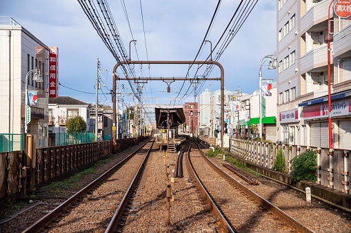 tokyo, Japan – October 25, 2019: Train lines and train platforms in Tokyo, Japan