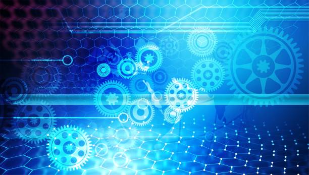 istock Abstract futuristic - Molecules technology with linear and polygonal pattern shapes on dark blue 1452847322