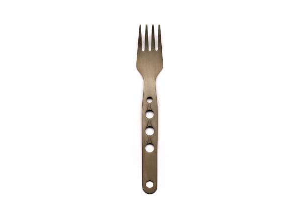 titanium camping utensil fork - fork wrench imagens e fotografias de stock