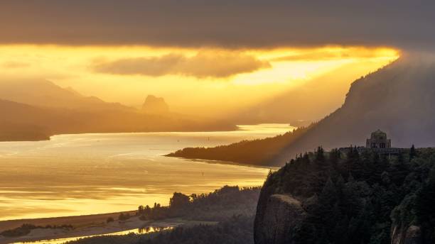istock Beautiful view of a river with sunlight in the background 1452853006