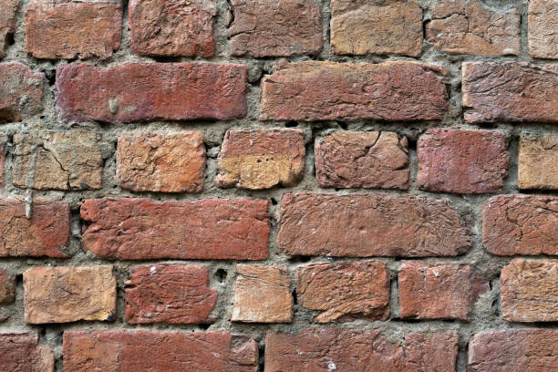 古いグランジ壁テクスチャ背景、泥テクスチャグランジ背景オールドグランジ床テクスチャ背景 - patched brick pattern textured ストックフォトと画像
