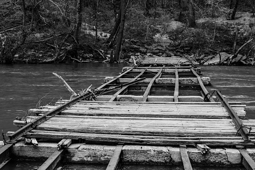 The old wooden bridge, photographed with miniature effect