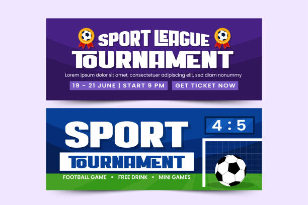 istock Football tournament, sport event banner design template easy to customize simple and elegant design 1452856070