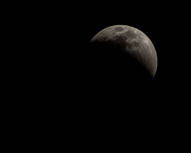 istock Grayscale shot of the Moon eclipse in a dark sky 1452857134