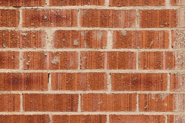 Section of a brown brick wall.