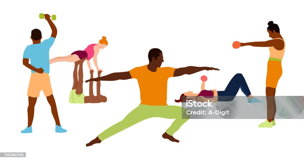 Core Strength Workout Group Stock Illustration - Download Image Now ...