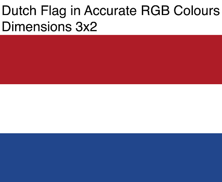 Dutch flag in accurate RGB colors (dimensions 3x2).