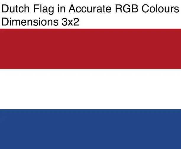 Vector illustration of Dutch Flag in Accurate RGB Colors (Dimensions 3x2)