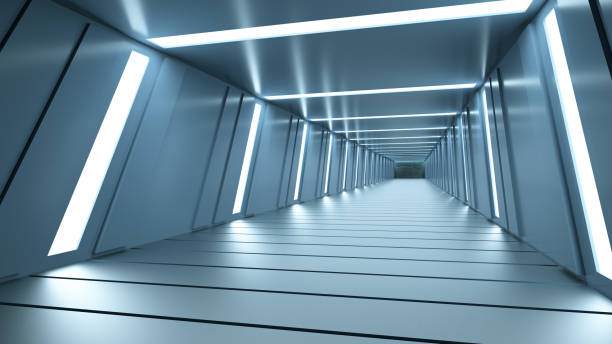 3d render futuristic interior corridor stock photo
