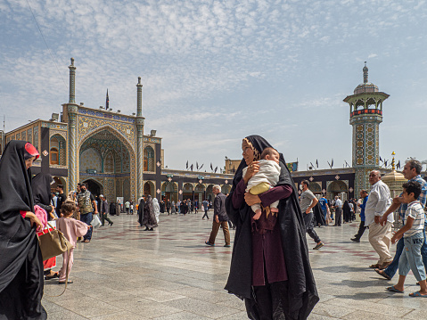 Qom (Iran) September 7, 2022 - People in Fatima Masumeh Shrine in Qom (Iran)