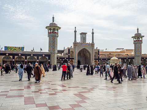 Qom, Iran - September 7, 2022 - People in Fatima Masumeh Shrine in Qom (Iran)