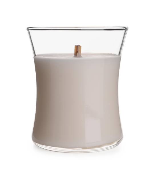 istock Aromatic candle in glass holder isolated on white 1452867259