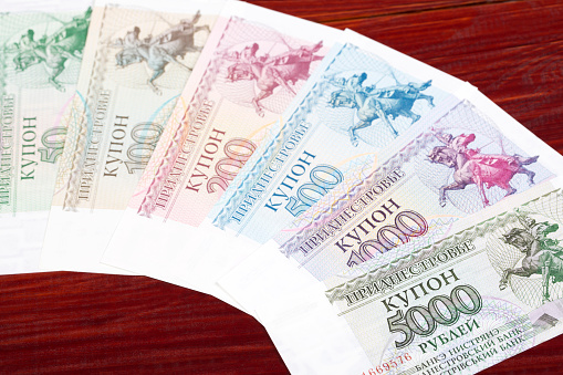 Old Transnistrian money - ruble a business background