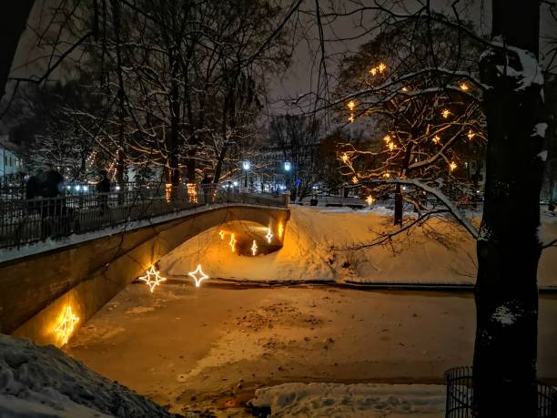 istock Illuminated Christmas decorations in the city 1452873583