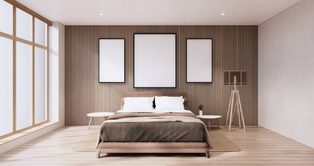 istock Minimalist wabi sabi interior mock up design, room muji sytle. 1452880222