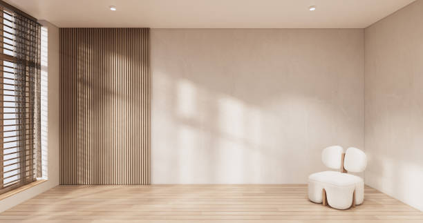 istock Minimal Muji style, Empty wooden room,Cleaning japandi room interior. 1452880372