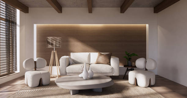 istock Minimal Muji style, Empty wooden room,Cleaning japandi room interior. 1452880507