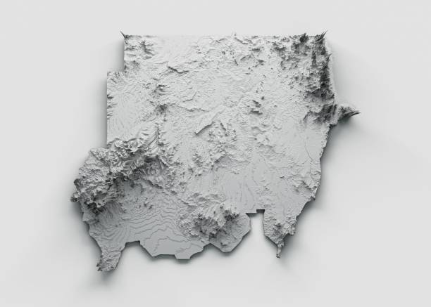 istock 3D illustration of the Sudan map with a white shaded relief 1452882529
