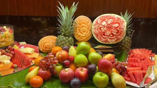 Tropical fruits mix for sale at farmers market