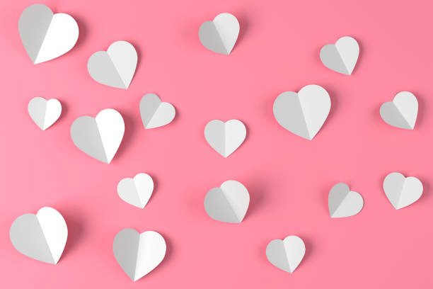 White Origami Hearts stock photo