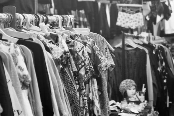 istock Secondhand clothes at the market 1452889595