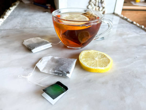 istock A cup of tea, tea bags and lemon. 1452893426