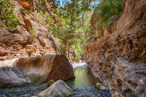 View of the canyon of Wadi Lajab in the mountains close to Jazan, in Saudi Arabia.