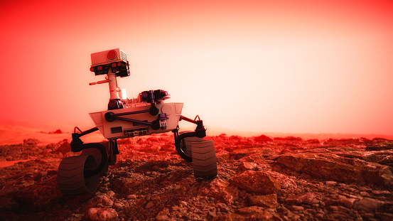 a mars rover explores the red planet