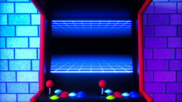 arcade machine, game over (3d rendering) an arcade machine (3d rendering)an arcade machine, game over (3d rendering) arcade stock pictures, royalty-free photos & images