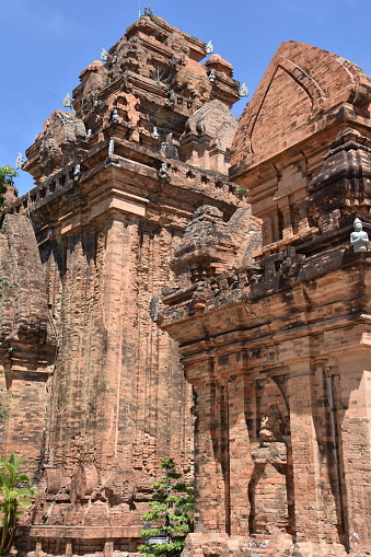 Ancient brick Hindu temple structures at Ponagar Temple, Nha Trang