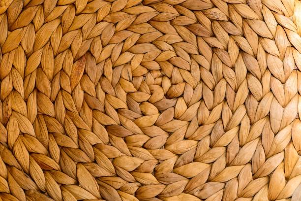 istock Closeup shot of a woven straw basket texture 1452901906