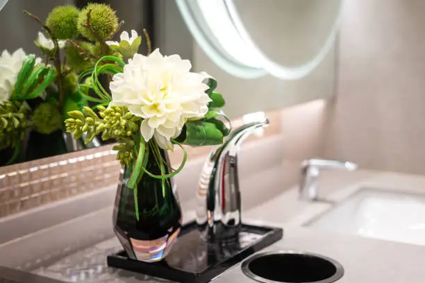 Photo of A white rose bush for interior decoration.