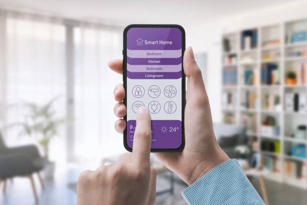 istock Smart home automation app on smartphone 1452906951