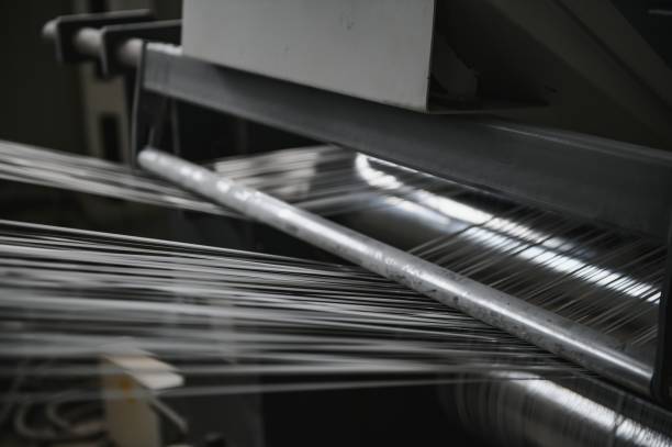 istock Production of polypropylene yarn for making bags. 1452908203